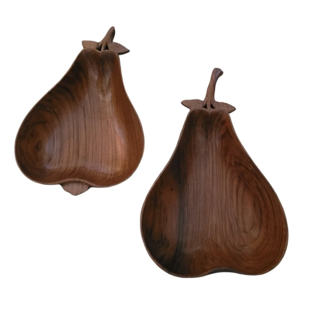 Vintage - MCM Brazilian Hardware Pear Hand Carved‎ Bowls Set of 2